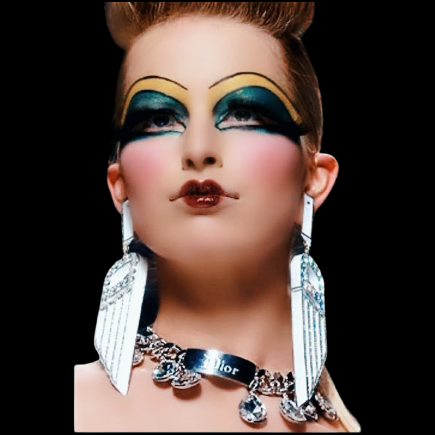 Vintage Christian Dior By John Galliano Crystal Embellished Silver Logo ID Runway Gambler Charm Bracelet