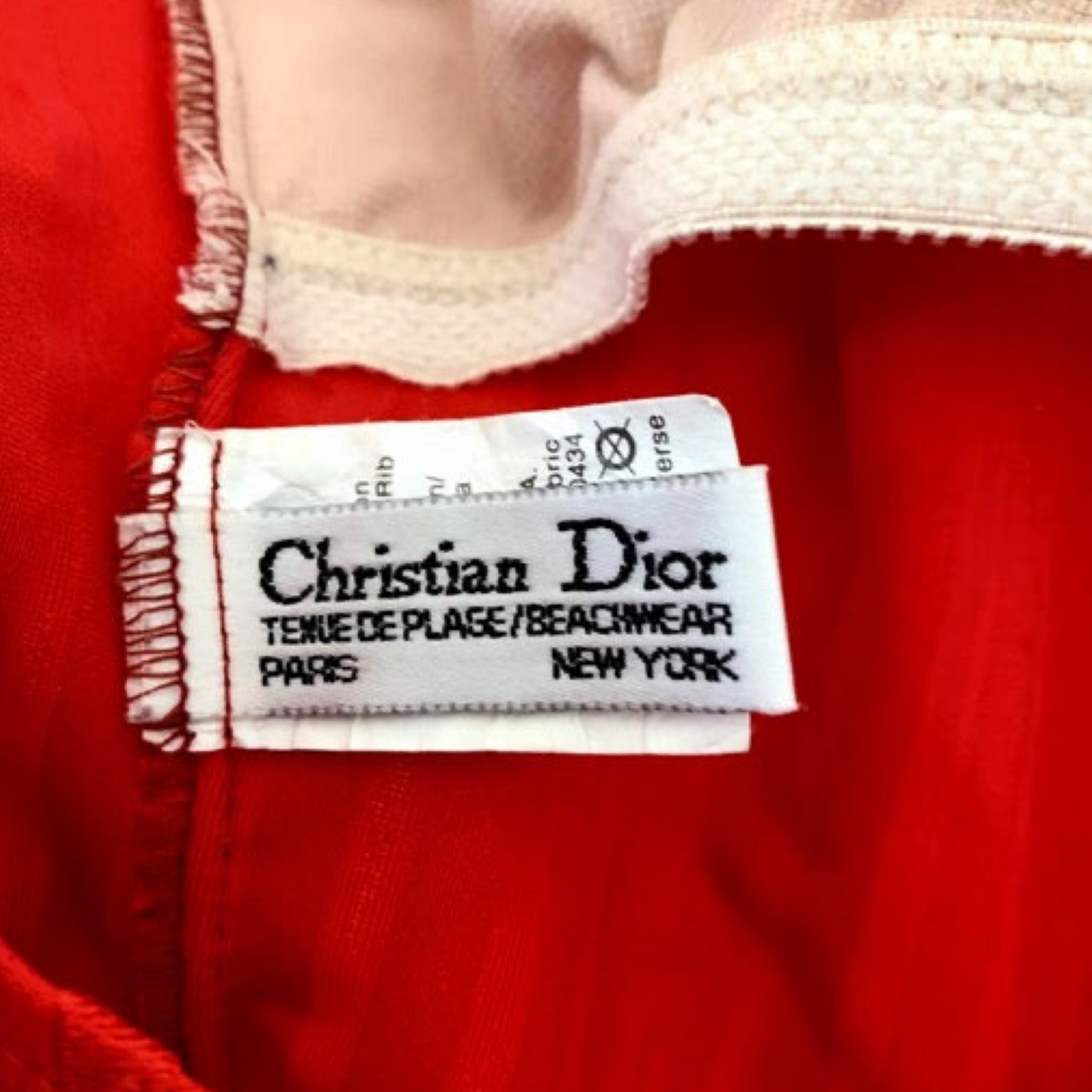 Vintage Christian Dior Insignia Red & Gold Logo Swimsuit