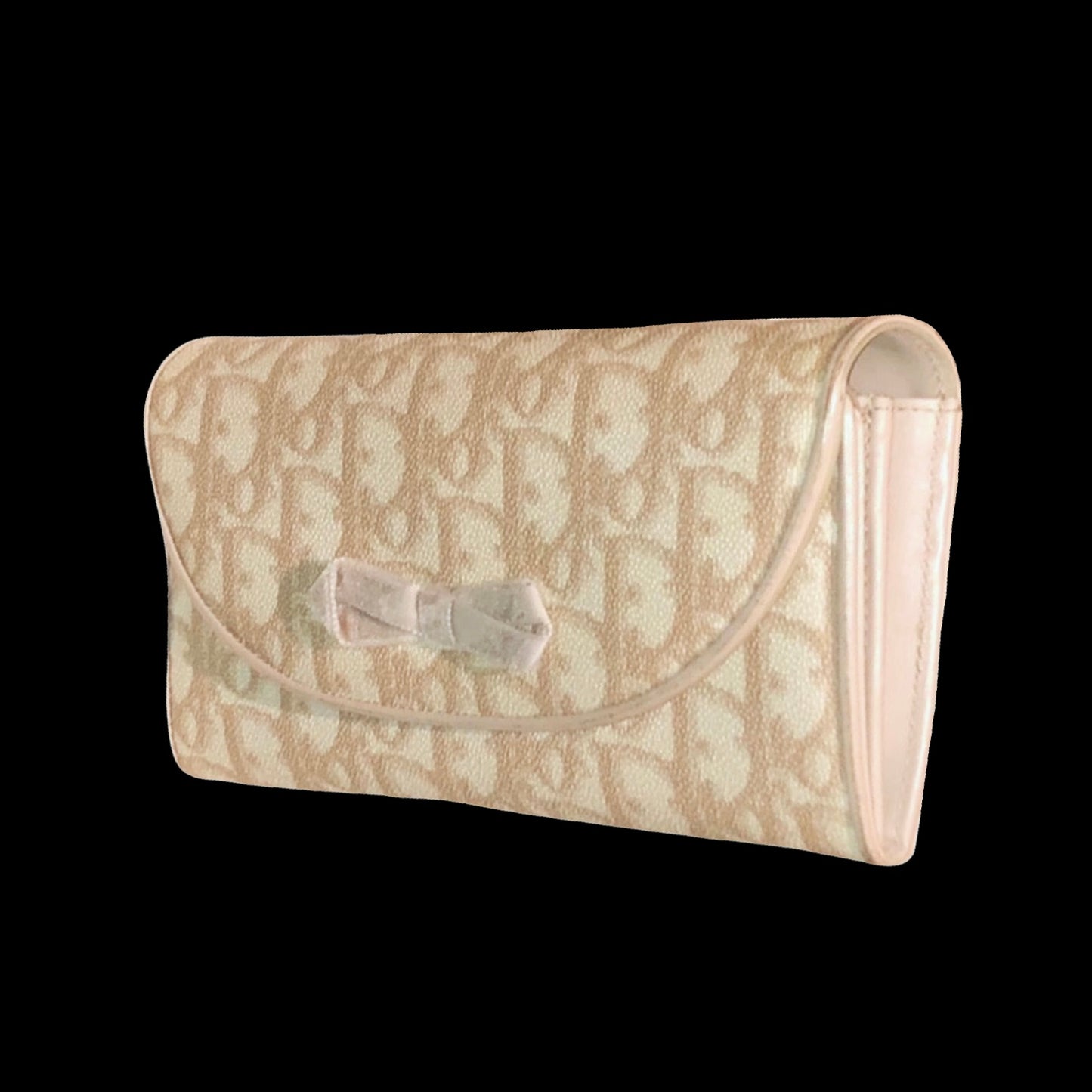 Vintage Christian Dior By John Galliano Beige Oblique Jacquard Monogram Logo Leather Wallet