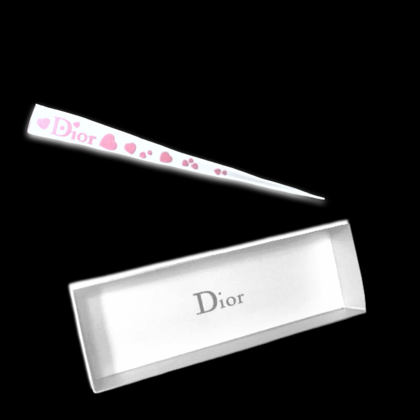 Vintage Christian Dior By John Galliano Girly Lucite Pink Logo Heart Pic A Cheveux Hair Stick