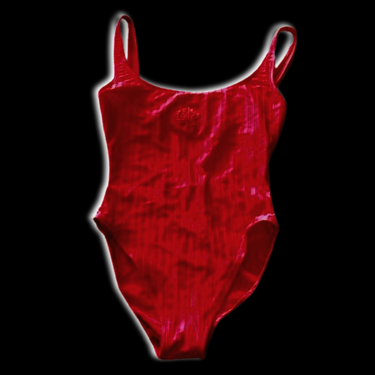 Vintage Christian Dior Insignia Red & Gold Logo Swimsuit