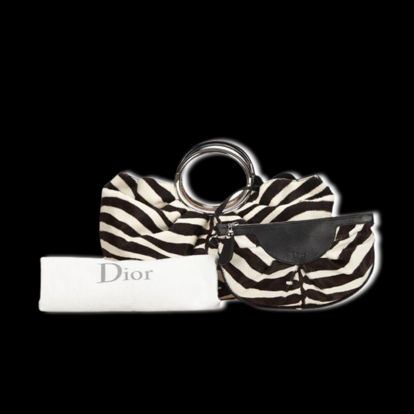 Vintage Christian Dior Soft Babe Calf Hair Zebra Animal JazzClub Collection Bag