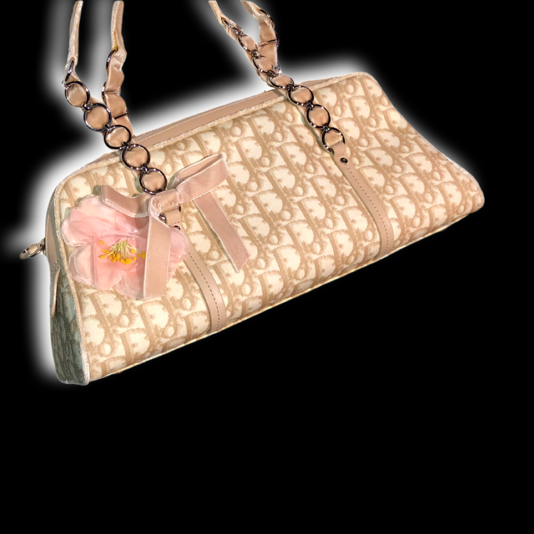 Vintage Christian Dior By John Galliano Girly Jacquard Monogram Logo Shoulder Bag