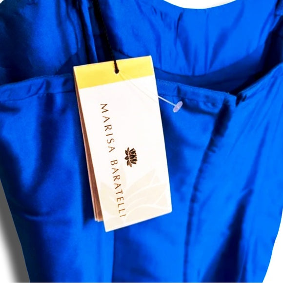 Vintage Marisa Baratelli Pure Silk Cobalt Blue Cocktail Tunic Mini Dress