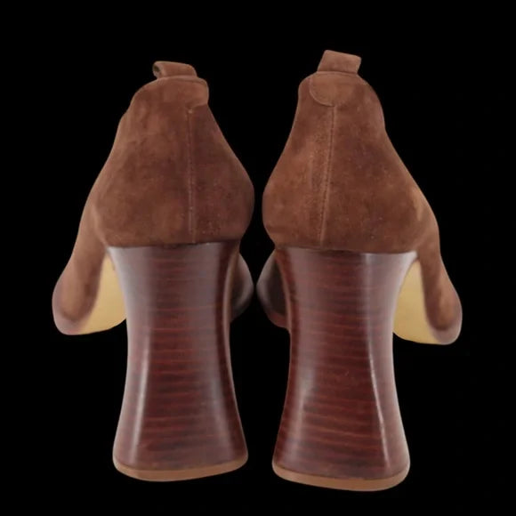 Vintage Italian Designer Rare Luichiny Stacked Loafer Suede Chunky Platform Pump Heels