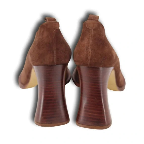 Vintage Italian Designer Rare Luichiny Stacked Loafer Suede Chunky Platform Pump Heels