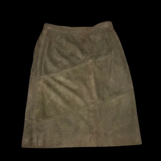 Vintage Gucci By Tom Ford Spiral Stitching Cascade Leather Suede Skirt