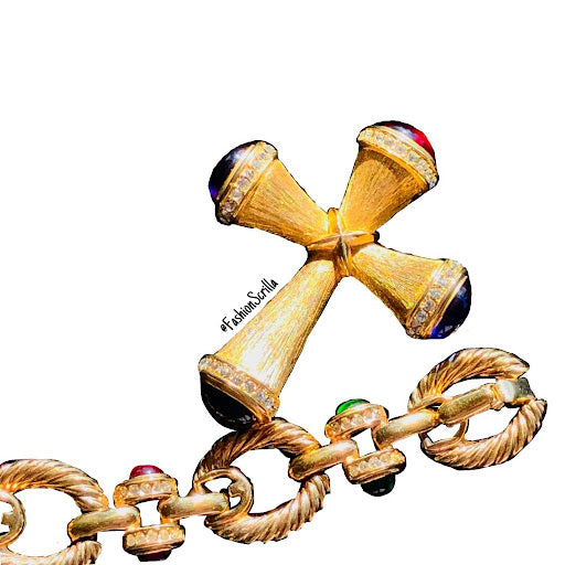 Vintage Givenchy Regal Maltese Gold Gilt Cross Brooch