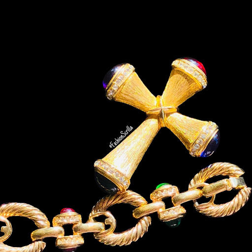 Vintage Givenchy Regal Maltese Gold Gilt Cross Brooch