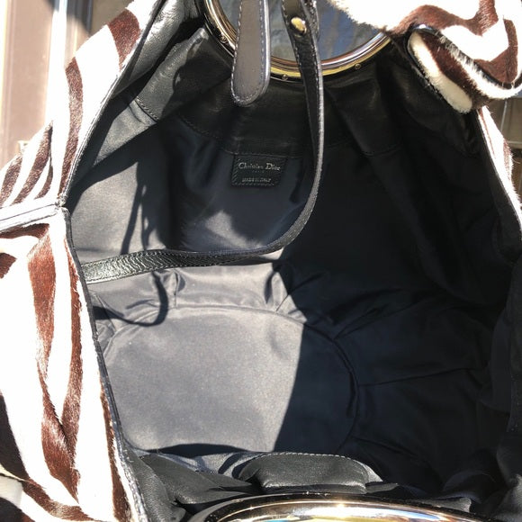 Vintage Christian Dior Soft Babe Calf Hair Zebra Animal JazzClub Collection Bag