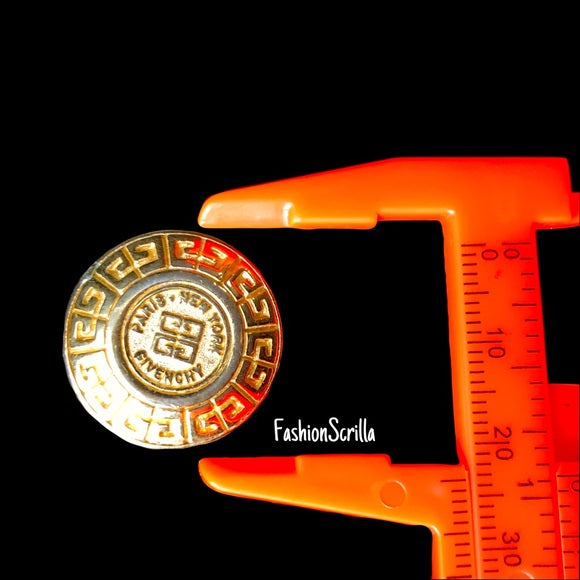 Vintage Givenchy Gold Round Logo Earrings