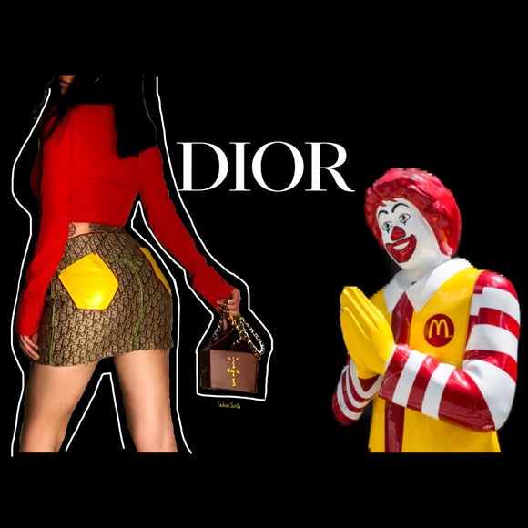 Vintage Christian Dior Monogram Logo Canvas & Leather Rasta Trotter Mini Skirt