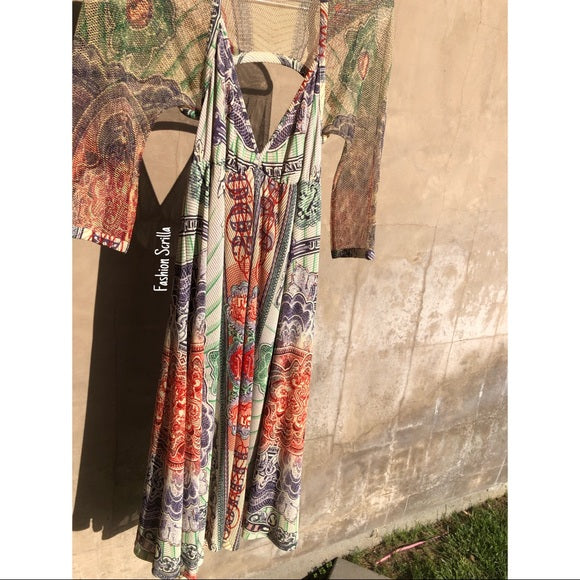 Vintage Jean Paul Gaultier Runway Sheer Mesh Tulle Currency Backless Organza Boho Baby Doll Dress NWT