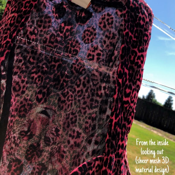 Vintage Jean Paul Gaultier Soliel Red Pink Black Illusions Corset Bodycon Dress