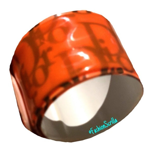 Dior By John Galliano Vintage Iridescent Hologram Trotter Monogram Logo Bracelet