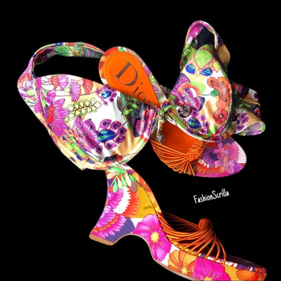 Vintage Dior By John Galliano Limited Edition Hawaiian Release Pink Purple Hawaii floral with Dice Charms Bikini Halter Top