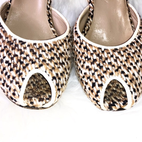 Vintage Prada Wool And Leather Peep Toe D’orsay Peep Toe Sculpture Heels