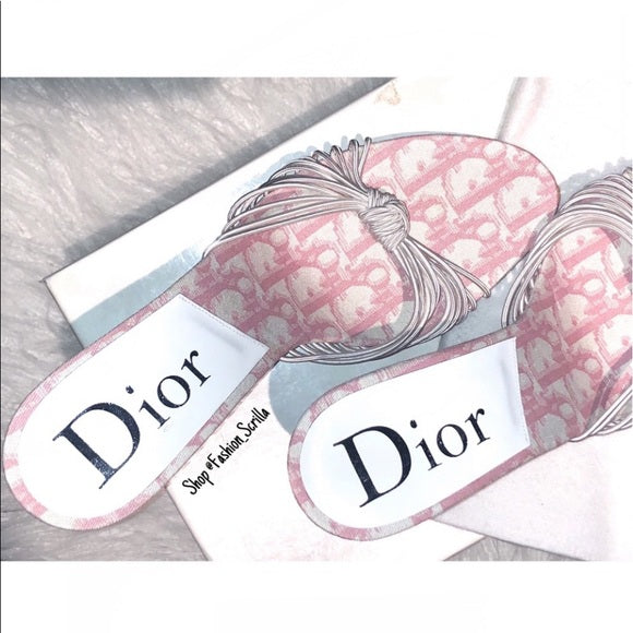 DIOR Vintage John Galliano Pink White Monogram Logo Trotter Platform Sandal Heel