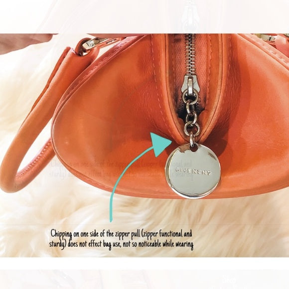 Vintage Givenchy Structured Peach Sorbet Orange Bow Tie Mini Bag