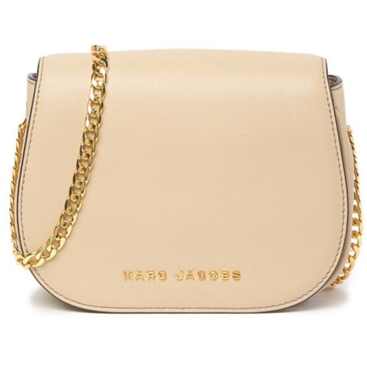 Marc Jacobs Antique Beige Gold Chain Off-White Leather Crossbody Shoulder Bag