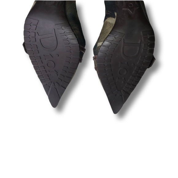 Vintage Dior John Galliano Rasta  Runway Military Street Chic Leather Stiletto Heels