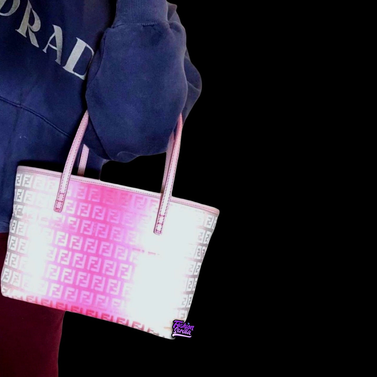 Vintage Fendi Limited Edition Pink Ombré Zucchino Mini Forever Bag