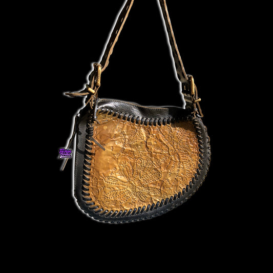 Vintage Fendi By Tom Ford Rubway Oyster Leather And Embossed Metal Design Shoulder Bag