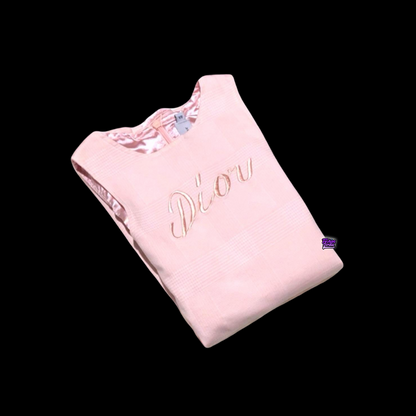 Vintage Christian Dior By John Galliano D’Trick Collection Pink Monogram Embroidered Logo Dress