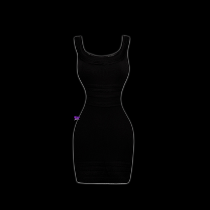 Dior Black Scallop layered Knit Dress