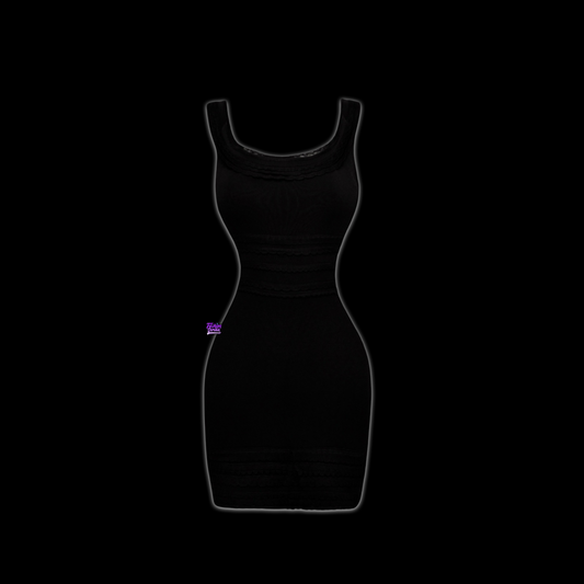 Dior Black Scallop layered Knit Dress