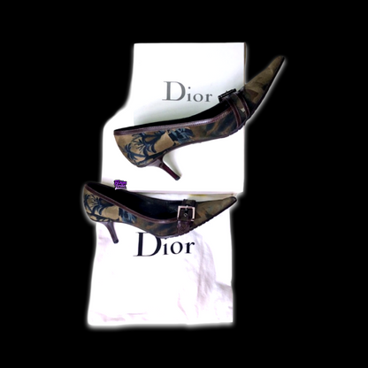 Vintage Dior John Galliano Rasta  Runway Military Street Chic Leather Stiletto Heels