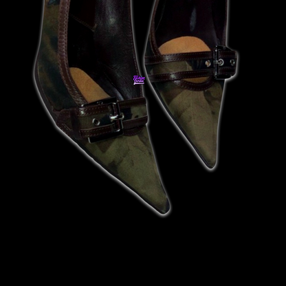 Vintage Dior John Galliano Rasta  Runway Military Street Chic Leather Stiletto Heels
