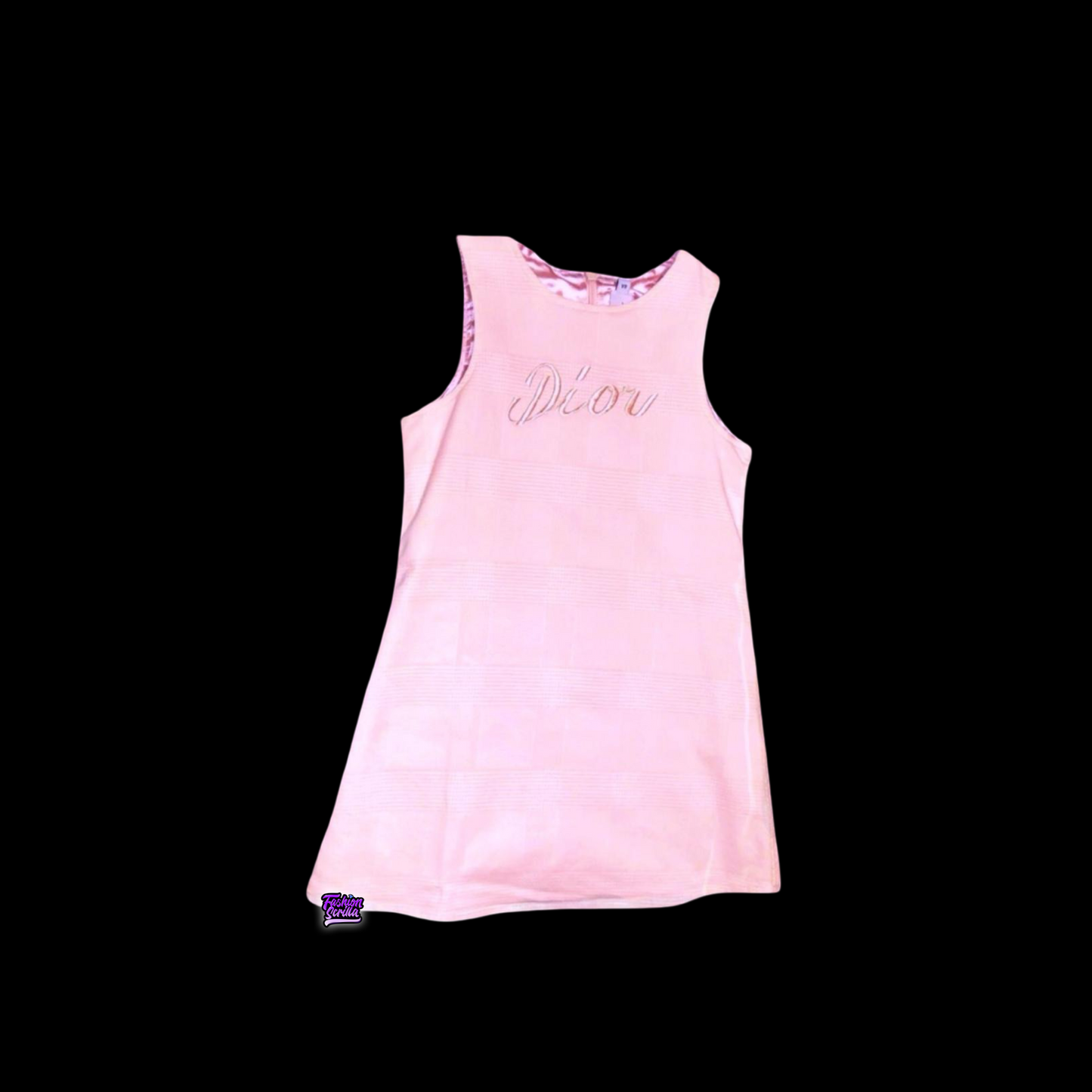 Vintage Christian Dior By John Galliano D’Trick Collection Pink Monogram Embroidered Logo Dress