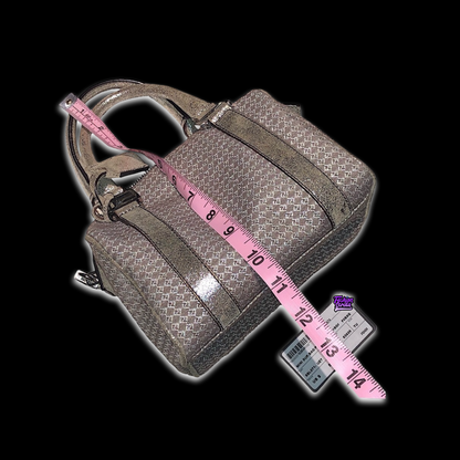 FENDI Vintage Zucca 'FF' Logo Metallic Silver & Beige Zuchinno Monogram Mini Bauletto Bag