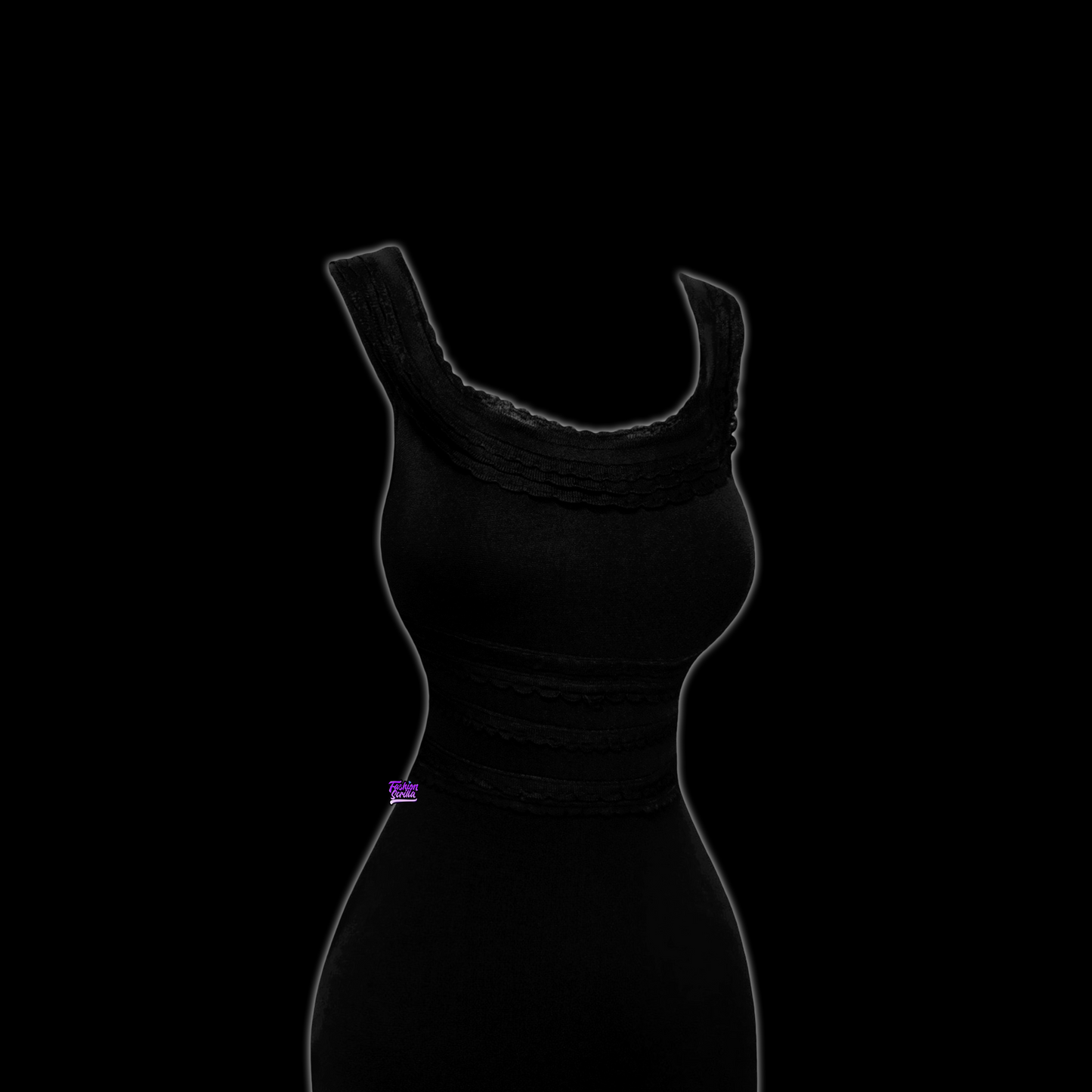 Dior Black Scallop layered Knit Dress