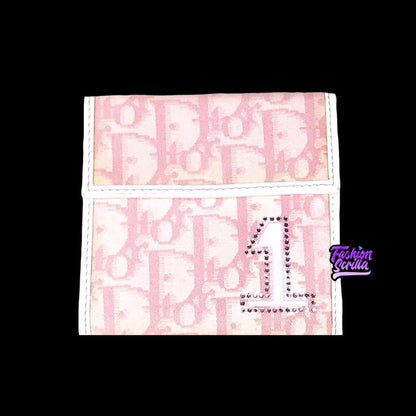 Dior By John Galliano Vintage Baby Pink and White Girly Monogram Logo Wallet