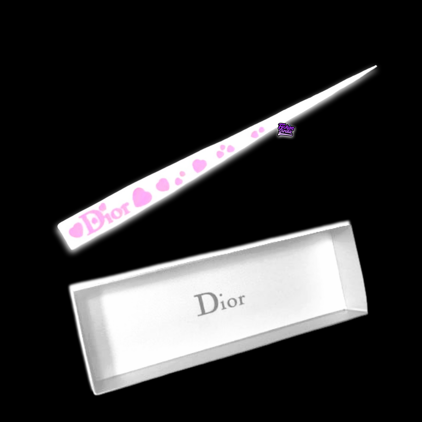 Vintage Christian Dior By John Galliano Girly Lucite Pink Logo Heart Pic A Cheveux Hair Stick