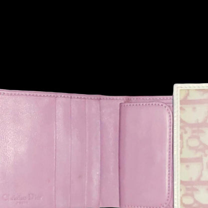 Dior By John Galliano Vintage Baby Pink and White Girly Monogram Logo Wallet