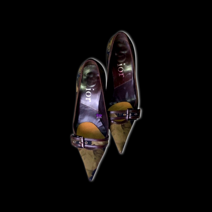 Vintage Dior John Galliano Rasta  Runway Military Street Chic Leather Stiletto Heels