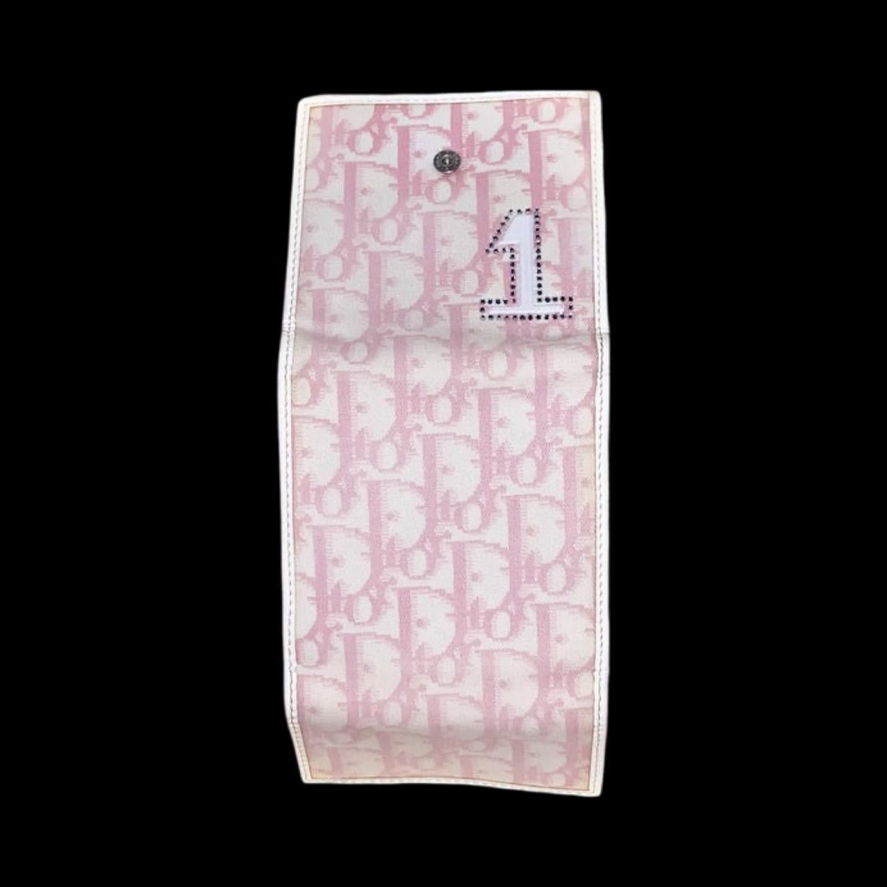 Dior By John Galliano Vintage Baby Pink and White Girly Monogram Logo Wallet
