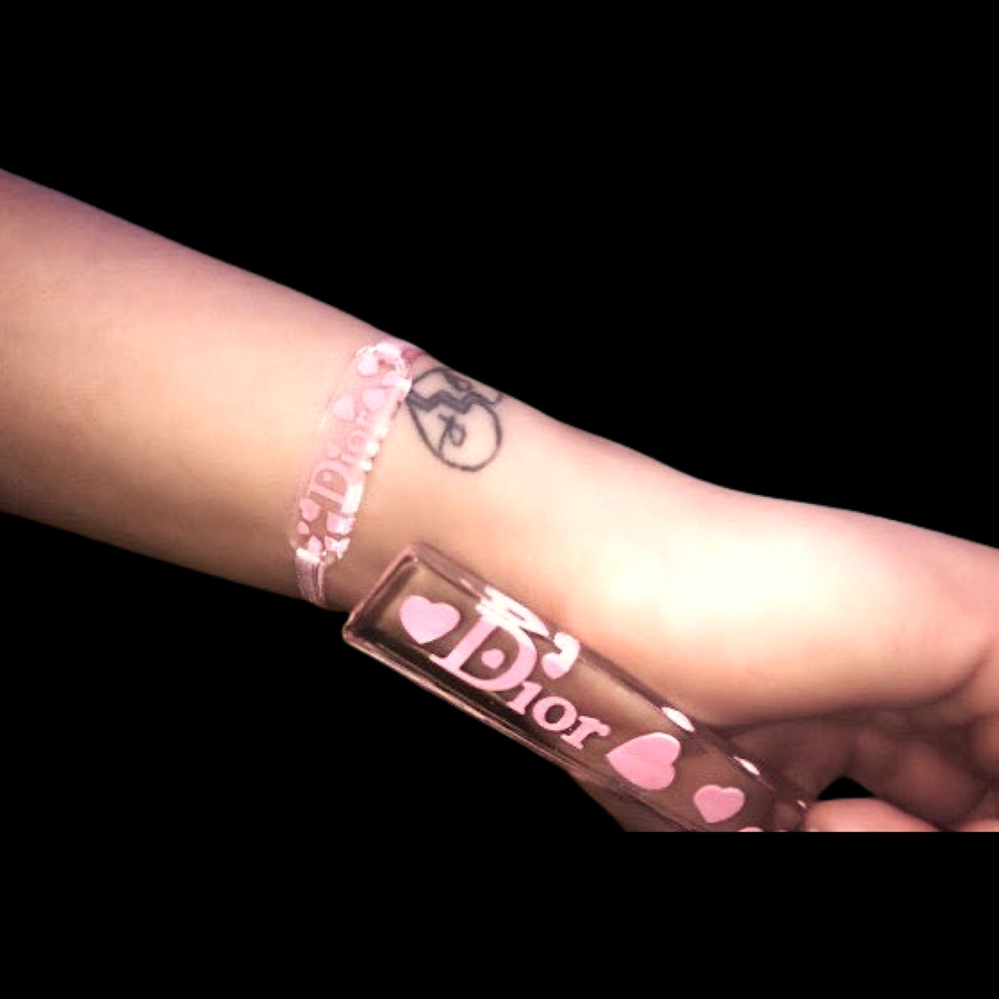 Vintage Christian Dior By John Galliano Girly Lucite Pink Logo Heart Pic A Cheveux Hair Stick