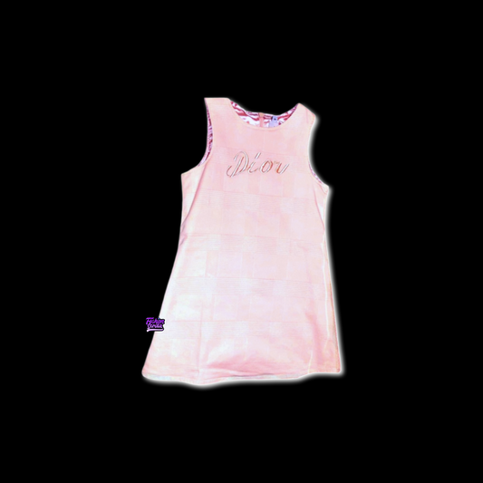 Vintage Christian Dior By John Galliano D’Trick Collection Pink Monogram Embroidered Logo Dress
