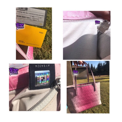 Vintage Fendi Limited Edition Pink Ombré Zucchino Mini Forever Bag