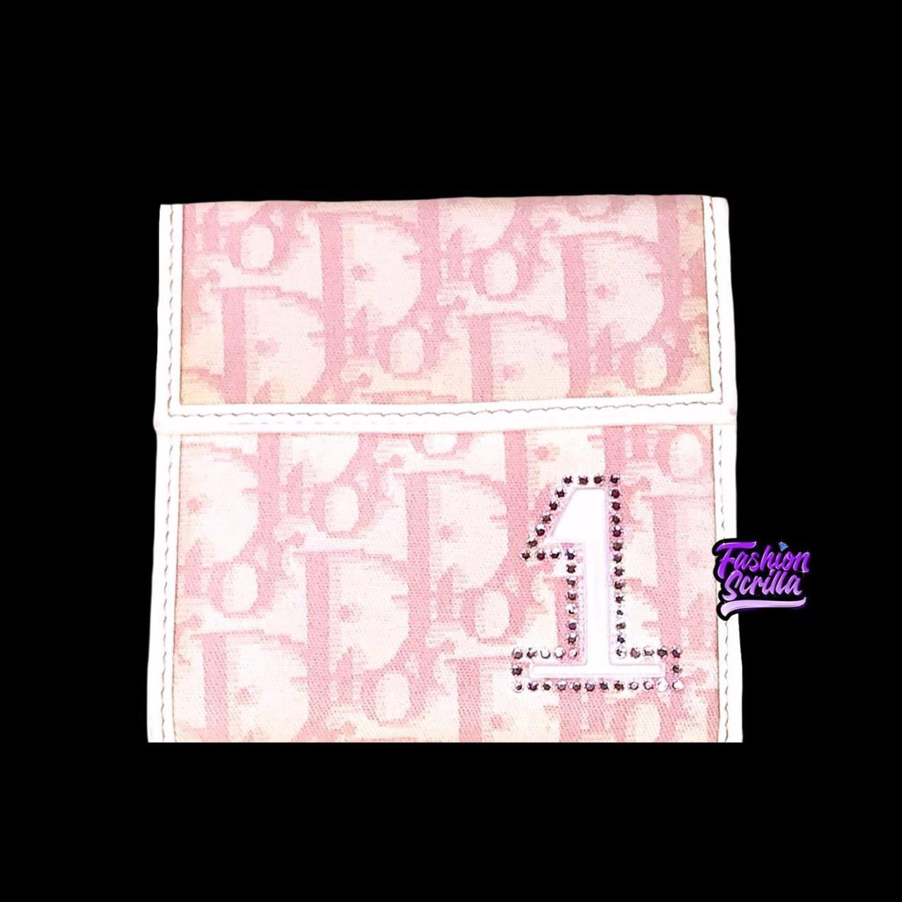 Dior By John Galliano Vintage Baby Pink and White Girly Monogram Logo Wallet