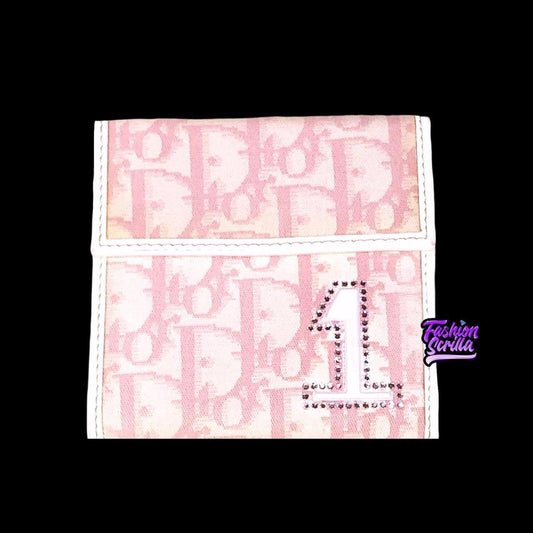 Dior By John Galliano Vintage Baby Pink and White Girly Monogram Logo Wallet