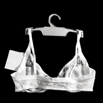 Vintage Christian Dior Vintage White Monogram Floral Logo Sheer Lace Bra Lingerie