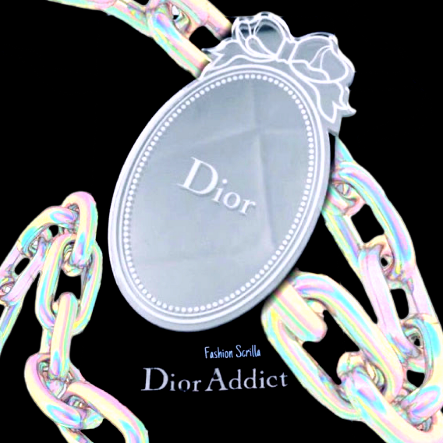 Vintage Christian Dior 'Lady Dior'  Inspirations Parisiennes Mirror with ribbon detail
