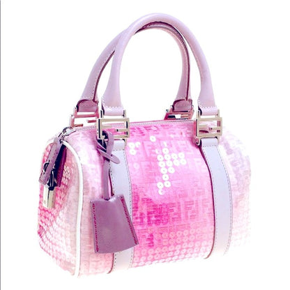 Vintage Fendi Limited Edition Pink Zucchino Sequin Mini Forever Bag
