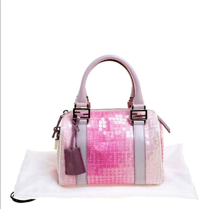Vintage Fendi Limited Edition Pink Zucchino Sequin Mini Forever Bag