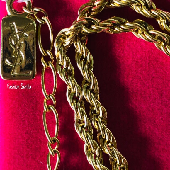 Vintage Yves Saint Laurent Archival Runway XL Heart Diamanté Swarovski Crystal Gold Pendant And Chain Necklace